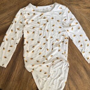 Posh Peanut White and Yellow Bee Bodysuit